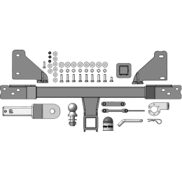 94205-E MOTODOR Фаркоп с оцинкованным шаром на Belgee X70 2024-, Geely Atlas Pro 2021-2024 без выреза в бампере. Тип шара: E. Нагрузки: 1500/75 кг, масса фаркопа 17 кг (без эл