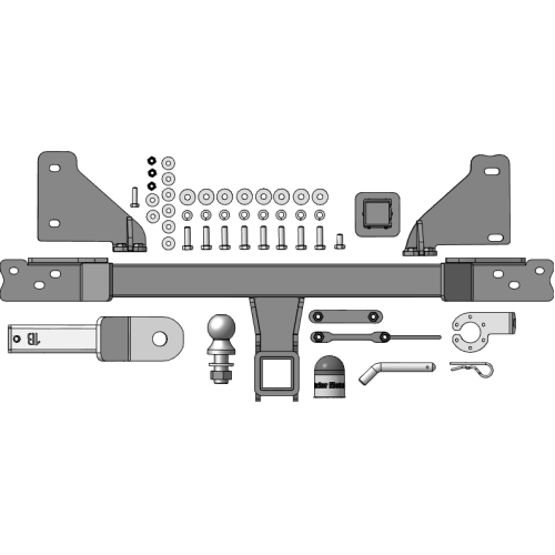 94205-E MOTODOR Фаркоп с оцинкованным шаром на Belgee X70 2024-, Geely Atlas Pro 2021-2024 без выреза в бампере. Тип шара: E. Нагрузки: 1500/75 кг, масса фаркопа 17 кг (без электрики в комплекте)