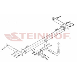 A-096 STEINHOF Фаркоп на Audi Q3, в т.ч. Quattro 2011-2019 без подрезки бампера. Тип шара: A. Нагрузки: 2500/100 кг, масса фаркопа 18,5 кг (без электрики в комплекте)