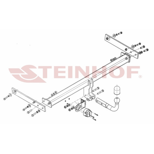 A-096 STEINHOF Фаркоп на Audi Q3, в т.ч. Quattro 2011-2019 без подрезки бампера. Тип шара: A. Нагрузки: 2500/100 кг, масса фаркопа 18,5 кг (без электрики в комплекте)