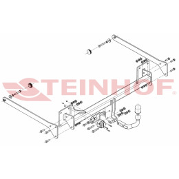 A-104 STEINHOF Фаркоп на Audi A8 2010-2017 (в т.ч. Quattro, в т.ч. Long). Требуется подрезка бампера. Тип шара: A. Нагрузки: 2300/100 кг, масса фаркопа 26,2 кг (без электрики