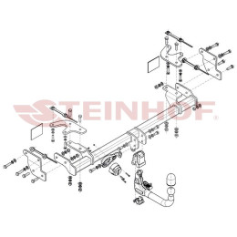 B-013 STEINHOF Фаркоп на BAIC X7 2023-. Невидимый вырез бампера. Тип шара: AV (вертикальное быстросъемное крепление шара на ключе). Нагрузки: 2000/100 кг (без э