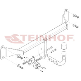 B-094 STEINHOF Фаркоп на BMW 1-Series F40, кроме M-Sport 07/2019-2024. Требуется подрезка бампера. Тип шара: A. Нагрузки: 1700/100 кг, масса фаркопа 15,4 кг (без электрики в 