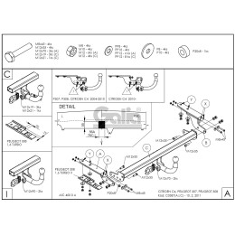C038C GALIA Полностью оцинкованный фаркоп на Citroen C4 седан 2012-2022 (небольшие доработки, без подрезки бампера), Citroen C4 хетчбек 5 дверей 2004-2010, 2010-2018, Citro