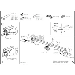 C064A GALIA Полностью оцинкованный фаркоп на Citroen C-Elysee 2013-2016, Peugeot 301 2013-2016. Подрозетник убирается за бампер. Тип шара: A. Установка без снятия и выр