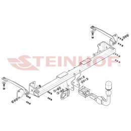 F-303 STEINHOF Фаркоп на Ford Transit Connect SWB/LWB 2014-2018, 2018-2022, Ford Tourneo Connect 2014-2018, 2018-2022 без подрезки бампера. Тип шара: AH (горизонтальное быстросъемное крепле