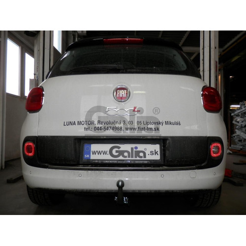 F117C GALIA Полностью оцинкованный фаркоп на FIAT 500L 2012-2022. Подрозетник убирается за бампер. Тип шара: C (горизонтальный съемный). Невидимый вырез бампера. Нагрузки: 1200/85 кг, масса фаркопа 13,87 кг