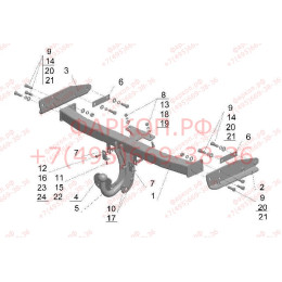 FD 24 AVTOS Фаркоп на Ford Escape 2004-2007, Ford Maverick 2004-2007, Mazda Tribute 2004-2007. Необходима подрезка бампера. Тип шара: A. Нагрузки: 2000/100 кг, масса фаркопа 19,5 кг (без 
