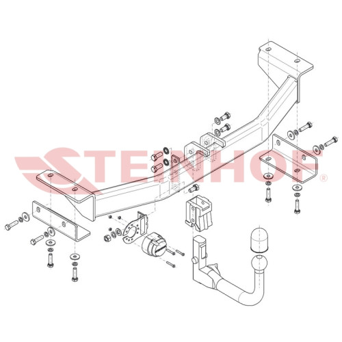 H-248 STEINHOF Фаркоп на Hyundai ix35 2010-2015 без снятия и подрезки бампера. Тип шара: AV (вертикальное быстросъемное крепление шара на ключе). Нагрузки: 2000/80 кг, масса фаркопа 22 кг (без электрики в комплекте)