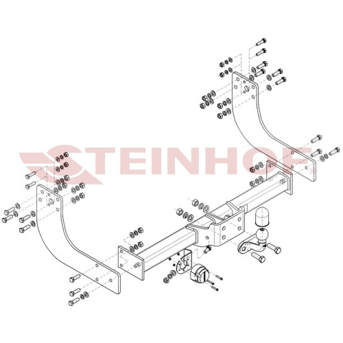 I-019 STEINHOF Фаркоп на Iveco Daily 35S фургон со ступенькой (межосевое: 4100 мм) (свес: 2126 мм) (одинарные колеса) 2014- без снятия и подрезки бампера. Тип шара: F. Нагрузки: 3500/200 кг, масса фаркопа 29,15 кг (без электрики в комплекте)