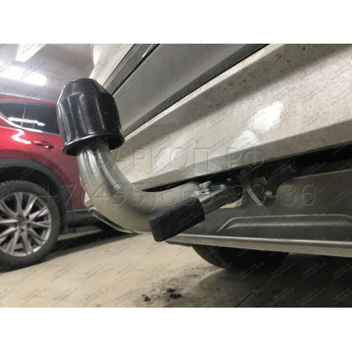 V069C GALIA Полностью оцинкованный фаркоп на Volkswagen Tiguan 2007-2016, Tiguan 2 2016-2024, Audi Q3 2011-2019, 2019-2025, SEAT Tarraco 2018-2024. Тип шара: C (горизонтальный съемный). Невидимый вырез бампера. Нагрузки: 2500/140 кг, масса фаркопа 16,2 кг