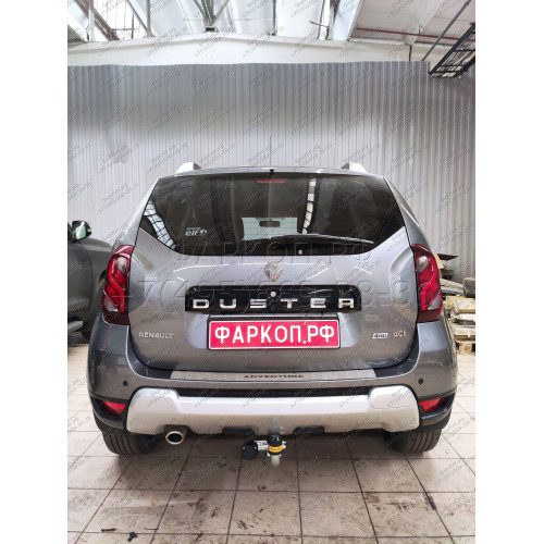 91710-A MOTODOR Фаркоп с оцинкованным шаром на Renault Duster 2012-2015, 2015-2021, 2021-2022, Nissan Terrano 2014-2022. Требуется подрезка бампера для переднеприводных автомобилей. Тип шара: A. Нагрузки: 1500/75 кг, масса фаркопа 16,7 кг (без электрики в
