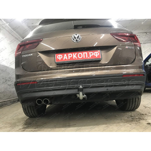 V069C GALIA Полностью оцинкованный фаркоп на Volkswagen Tiguan 2007-2016, Tiguan 2 2016-2024, Audi Q3 2011-2019, 2019-2025, SEAT Tarraco 2018-2024. Тип шара: C (горизонтальный съемный). Невидимый вырез бампера. Нагрузки: 2500/140 кг, масса фаркопа 16,2 кг