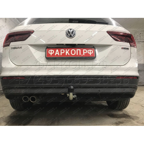 V069C GALIA Полностью оцинкованный фаркоп на Volkswagen Tiguan 2007-2016, Tiguan 2 2016-2024, Audi Q3 2011-2019, 2019-2025, SEAT Tarraco 2018-2024. Тип шара: C (горизонтальный съемный). Невидимый вырез бампера. Нагрузки: 2500/140 кг, масса фаркопа 16,2 кг