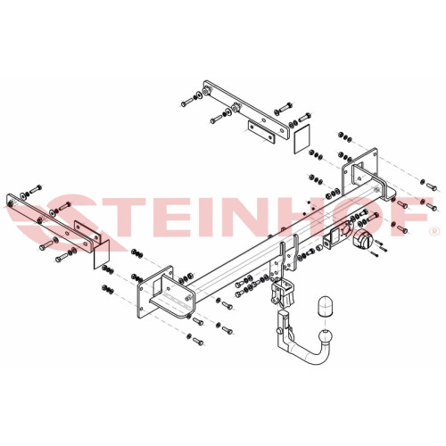 M-147 STEINHOF Фаркоп на Mercedes R-Class w251 2006-2014. Требуется подрезка бампера. Тип шара: AV (вертикальное быстросъемное крепление шара на ключе). Нагрузки: 2100/85 кг, масса фаркопа 29,5 кг (без электрики в комплекте)