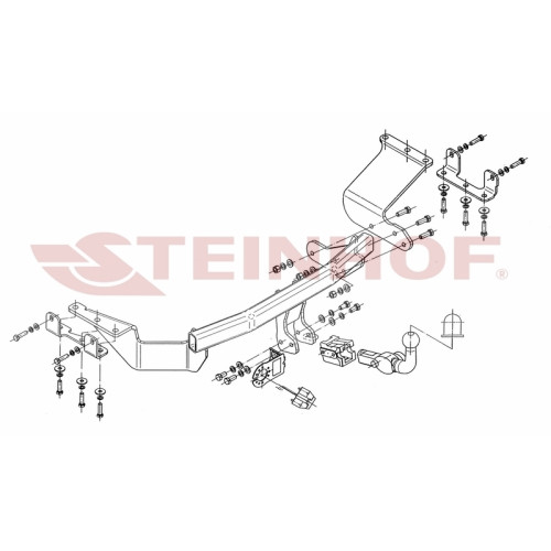 M-355 STEINHOF Фаркоп на Citroen C-Crosser 2007-2012, Mitsubishi Outlander XL 2007-2012, Peugeot 4007 2007-2012. Требуется подрезка бампера. Тип шара: AH (горизонтальное быстросъемное крепление шара на ключе). Нагрузки: 2000/100 кг, масса фаркопа 18,4 кг 