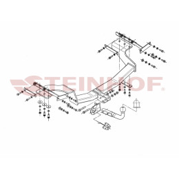 N-102 STEINHOF Фаркоп на Nissan X-Trail 2007-2014 без подрезки бампера. Тип шара: A. Нагрузки: 2200/100 кг, масса фаркопа 22 кг (без электрики в комплекте)