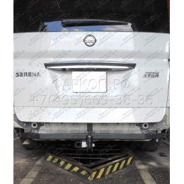H.N29.A HALTY Фаркоп на Nissan Serena C25 2WD/4WD комплектация Highway Star 2005-2010. Требуется подрезка бампера. Тип шара: A. Нагрузки: 750/75 кг, масса фаркопа 15,5 кг