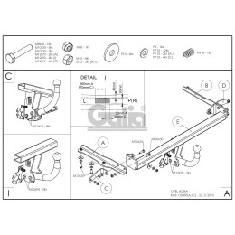 O058C GALIA Полностью оцинкованный фаркоп на Opel Astra J хетчбек 5 дверей 2009-2015. Подрозетник убирается за бампер. Тип шара: C (горизонтальный съемный). 