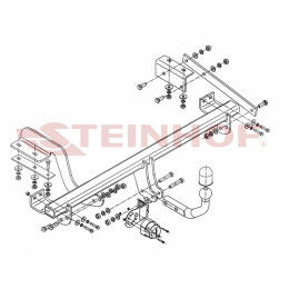 P-054 STEINHOF Фаркоп на Peugeot 3008 2009-2016 без снятия и подрезки бампера. Тип шара: A. Нагрузки: 1500/70 кг, масса фаркопа 20,2 кг (без электрики в комплекте)
