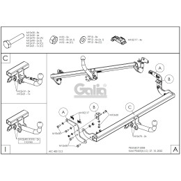 P045A GALIA Полностью оцинкованный фаркоп на Peugeot 2008 2013-2019. Тип шара: A. Установка без снятия и выреза бампера. Нагрузки: 1400/60 кг, масса фаркопа 16,01 к