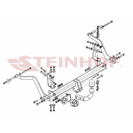 R-100 STEINHOF Фаркоп на Renault Megane I Scenic, кроме 4x4 1996-06/2003 без снятия и подрезки бампера. Тип шара: A. Нагрузки: 1400/75 кг, масса фаркопа 16,3 кг (без электрик
