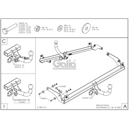 R083A GALIA Полностью оцинкованный фаркоп на Renault Symbol седан 2000-2008, 2008-2012. Тип шара: A. Установка без снятия и выреза бампера. Нагрузки: 1150/75 кг, масса