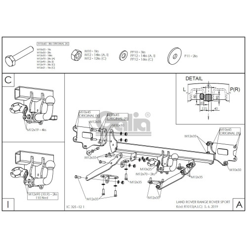 R101A GALIA Полностью оцинкованный фаркоп на Land Rover Range Rover Sport 2013-2022. Тип шара: A. Невидимый вырез бампера. Нагрузки: 3500/200 кг, масса фаркопа 22,52 кг
