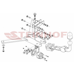 S-017 STEINHOF Фаркоп на Saab 9-3 универсал 2002-2012. Требуется подрезка бампера. Тип шара: AH (горизонтальное быстросъемное крепление шара на ключе). Нагр