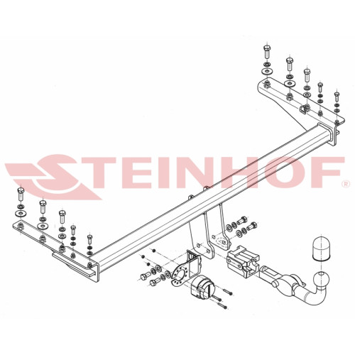 S-396 STEINHOF Фаркоп на Subaru Legacy Outback 1998-2004. Требуется подрезка бампера. Тип шара: AH (горизонтальное быстросъемное крепление шара на ключе). Нагрузки: 1800/75 кг, масса фаркопа 18,25 кг (без электрики в комплекте)