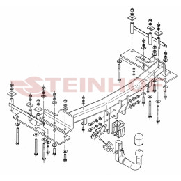 S-453 STEINHOF Фаркоп на SsangYong Kyron 2005-2016. Требуется подрезка бампера. Тип шара: AV (вертикальное быстросъемное крепление шара на ключе). Нагрузки: 2300/1