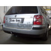 S088A GALIA Полностью оцинкованный фаркоп на Skoda Superb I 2002-2008, Volkswagen Passat B5 седан/универсал 1996-2005. Выхлопная труба с левой стороны. Подрозетник убирается за бампер. Тип шара: A. Невидимый вырез бампера. Нагрузки: 2100/85 кг, масса фарк
