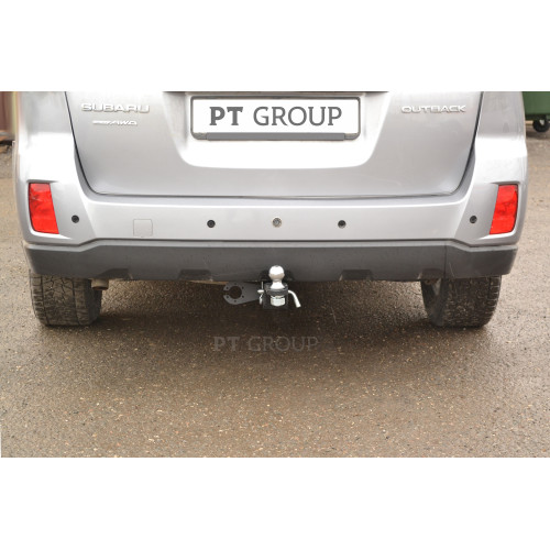 SUT-09-991122.00 PT GROUP Фаркоп на Subaru Outback 2009-2014 без подрезки бампера. Тип шара: E (легкосъемный шар под квадрат). Нагрузки: 2200/80 кг, масса фаркопа 15,6 кг (без электрики в комплекте)