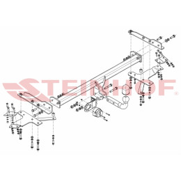 T-124 STEINHOF Фаркоп на Toyota Corolla Verso 04/2004-2009. Требуется подрезка бампера. Тип шара: A. Нагрузки: 1450/60 кг, масса фаркопа 16,85 кг (без электрики в комплект