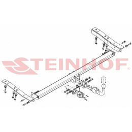 T-205 STEINHOF Фаркоп на Toyota Sienna, в т.ч.4x4 2011-2018 без подрезки бампера. Тип шара: AH (горизонтальное быстросъемное крепление шара на ключе). Нагрузки: 180