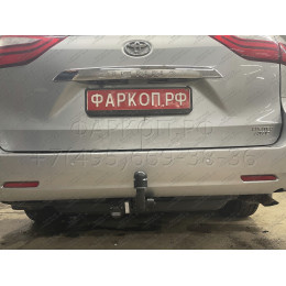T-205 STEINHOF Фаркоп на Toyota Sienna, в т.ч.4x4 2011-2018 без подрезки бампера. Тип шара: AH (горизонтальное быстросъемное крепление шара на ключе). Нагрузки: 180