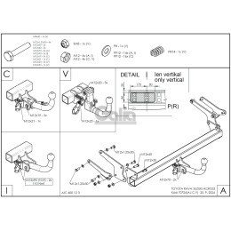 T072C GALIA Полностью оцинкованный фаркоп на Toyota RAV4 V XA50 2019-2025, Suzuki Across 2020-2025. Тип шара: C (горизонтальный съемный). Установка без снятия и выреза ба