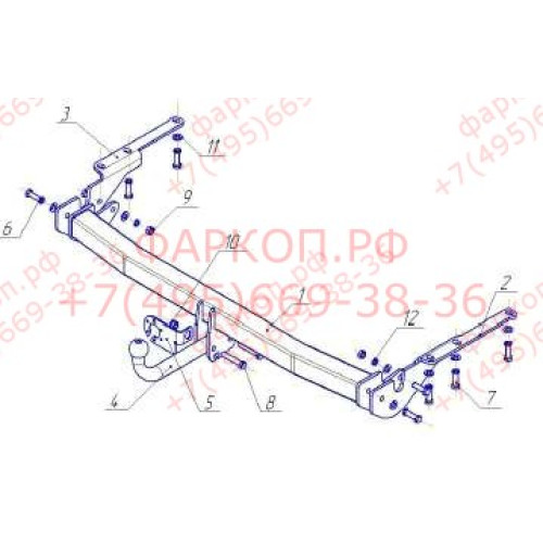 TY 22 AVTOS Фаркоп на Toyota RAV4 2006-2013 без подрезки бампера. Тип шара: A. Нагрузки: 1500/75 кг, масса фаркопа 19,5 кг (без электрики в комплекте)