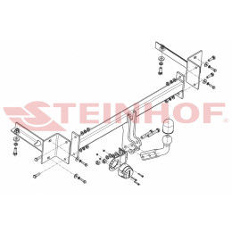 V-160 STEINHOF Фаркоп на Volkswagen UP 2012-, Skoda Citigo 2012-2020, Seat Mii 2012-. Требуется подрезка бампера. Тип шара: A. Нагрузки: 850/50 кг, масса фаркопа 14,5 кг (без электри