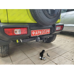 SZ 13 AVTOS Фаркоп на Suzuki Jimny 2018- без выреза в бампере. Тип шара: E. Нагрузки: 1200/75 кг, масса фаркопа 15 кг (без электрики в комплекте)