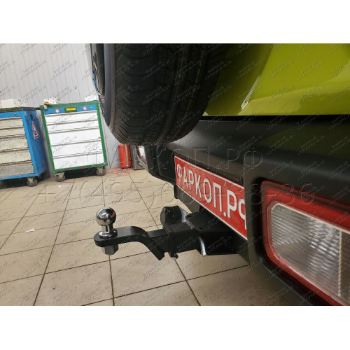 SZ 13 AVTOS Фаркоп на Suzuki Jimny 2018- без выреза в бампере. Тип шара: E. Нагрузки: 1200/75 кг, масса фаркопа 15 кг (без электрики в комплекте)