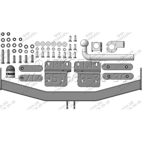 90916-A MOTODOR Фаркоп с оцинкованным шаром на Hyundai Tucson 2021-, Kia Sportage 2022- без выреза в бампере. Тип шара: A. Нагрузки 2000/100 кг, масса фаркопа 17,2 кг (без электрики в комплекте)