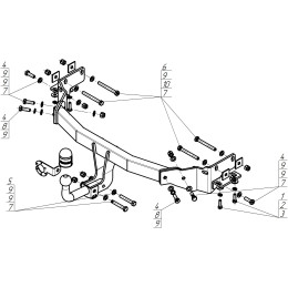 90908-A MOTODOR Фаркоп с оцинкованным шаром на Hyundai Santa Fe 2012-2018, Hyundai Grand Santa Fe 2014-2018, Kia Sorento 2012-2020, кроме Prime. Необходима подрезка бампера. Тип шара: A. На