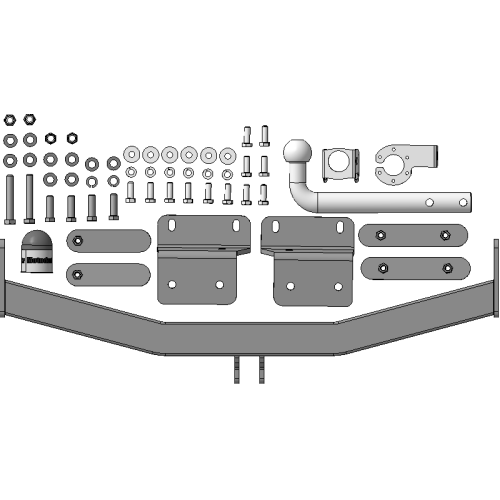 90916-A MOTODOR Фаркоп с оцинкованным шаром на Hyundai Tucson 2021-, Kia Sportage 2022- без выреза в бампере. Тип шара: A. Нагрузки 2000/100 кг, масса фаркопа 17,2 кг (без электрики в комплекте)