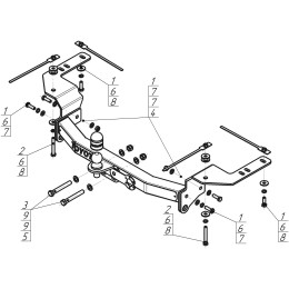 92517-FEN MOTODOR Фаркоп с оцинкованным шаром и нержавеющей накладкой на Toyota Land Cruiser 200 2007-2021 (комплектации Excalibur и Executive) без выреза в бампере. Тип ша