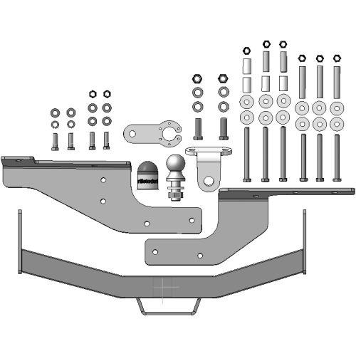93102-FE MOTODOR Фаркоп с оцинкованным шаром на Haval H5 2020-2021, Great Wall Hover H3 New 2014-2016, Great Wall Hover H3 2010-2016, Great Wall Hover H5 2011-2016 без подрезки бампера. Тип шара: FE. Нагрузки: 2000/100 кг, масса фаркопа 21,8 кг (без элект