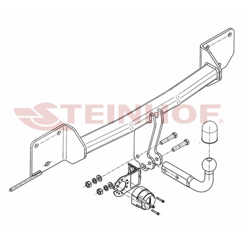 B-053 STEINHOF Фаркоп на BMW X1 E84 2009-2015 без подрезки бампера. Тип шара: A. Нагрузки: 2000/85 кг, масса фаркопа 14,4 кг (без электрики в комплекте)