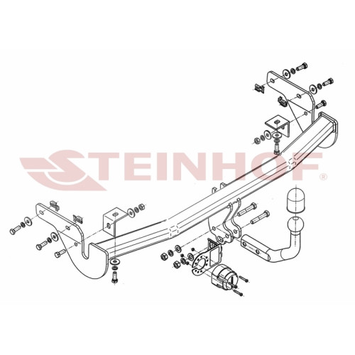 C-012 STEINHOF Фаркоп на Citroen C3 Picasso 2009-2017. Требуется подрезка бампера. Тип шара: A. Нагрузки: 1200/65 кг, масса фаркопа 15,3 кг (без электрики в комплекте)