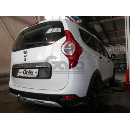 D046C GALIA Полностью оцинкованный фаркоп на Dacia Lodgy 2012-2022. Подрозетник убирается за бампер. Тип шара: C (горизонтальный съемный). Установка без сн
