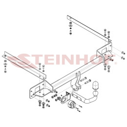 F-095 STEINHOF Фаркоп на FIAT Linea седан 2007-2015. Требуется подрезка бампера. Тип шара: A. Нагрузки: 1200/75 кг, масса фаркопа 16,7 кг (без электрики в комплекте)